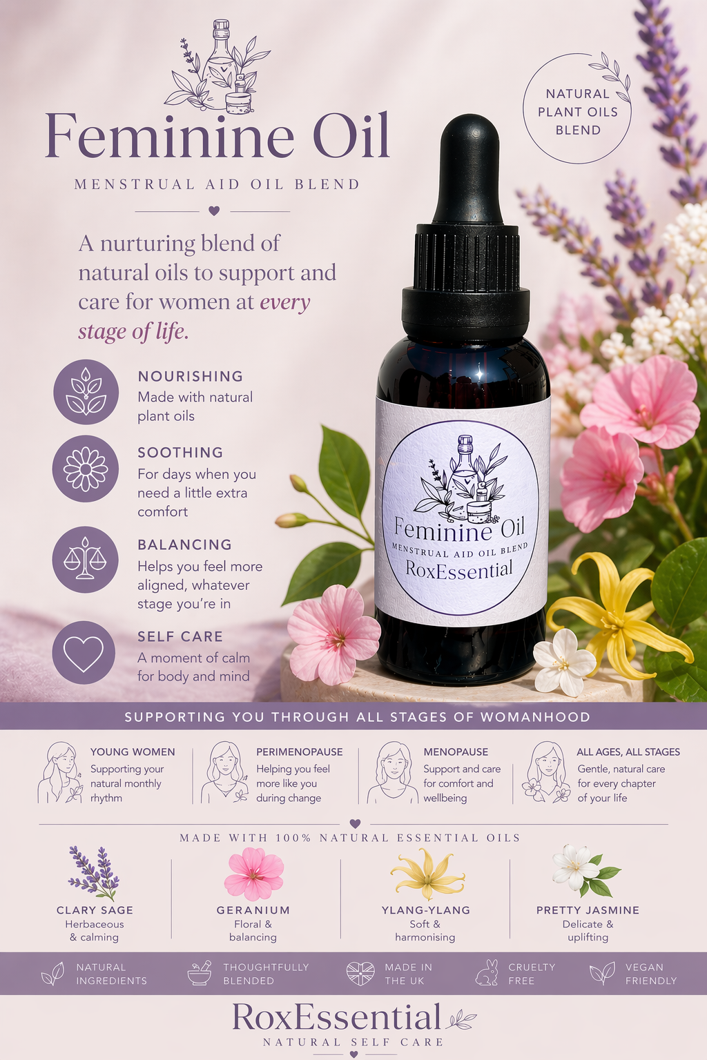 RoxEssential Feminine Blend | Aromatherapy Body Oil for Balance & Self-Care