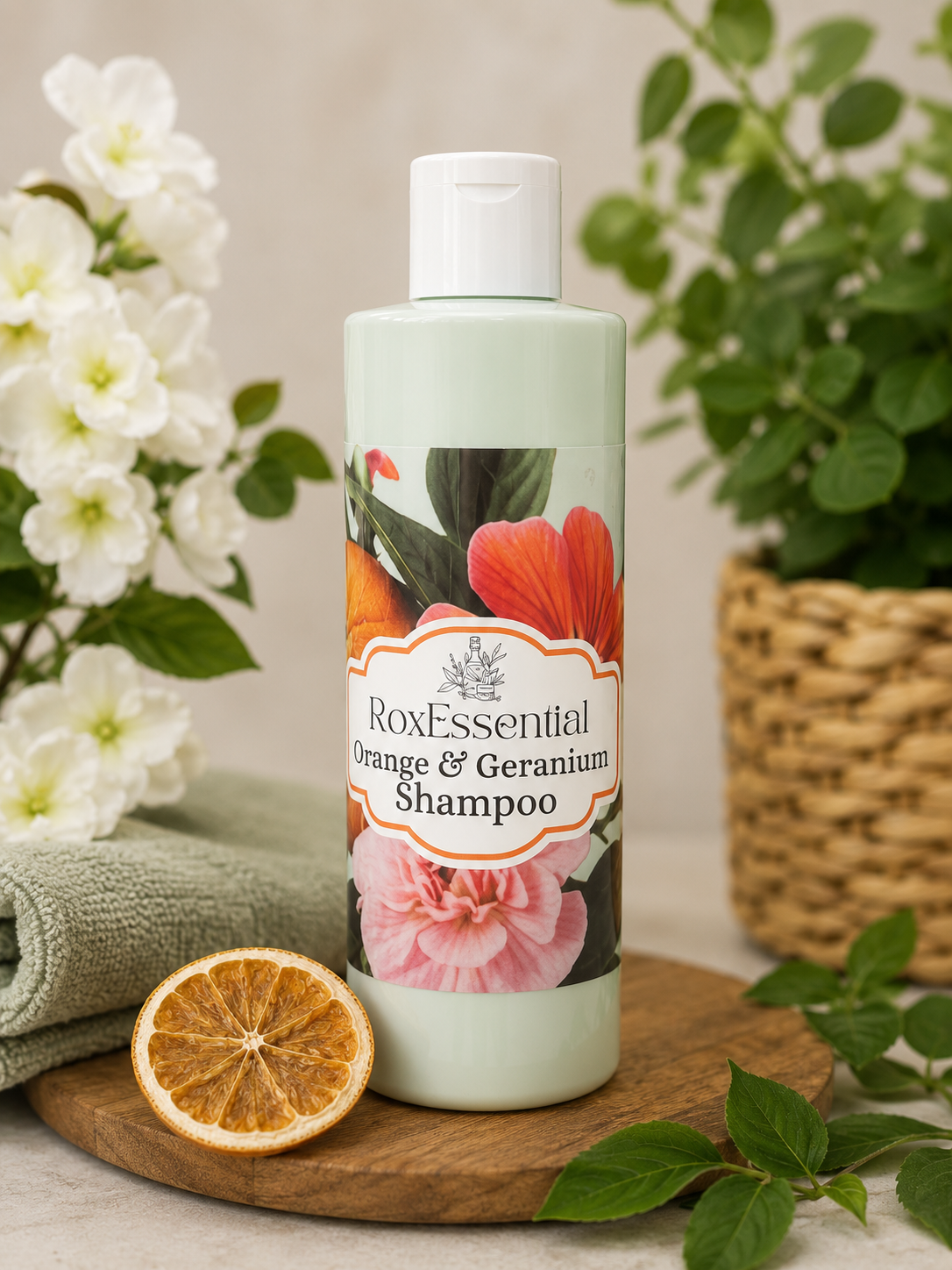 RoxEssential Orange & Geranium Shampoo | Essential Oil Shampoo for Oily Roots & Dry Ends 250ml