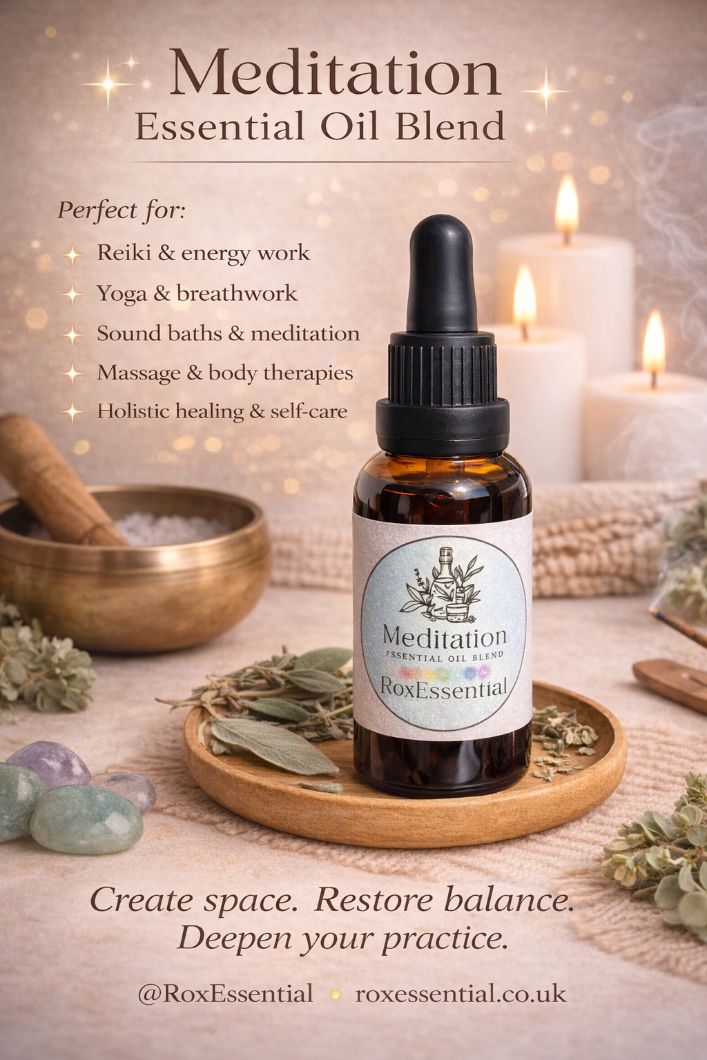 Meditation Body & Bath Oil | Aromatherapy Blend for Relaxation & Mindfulness