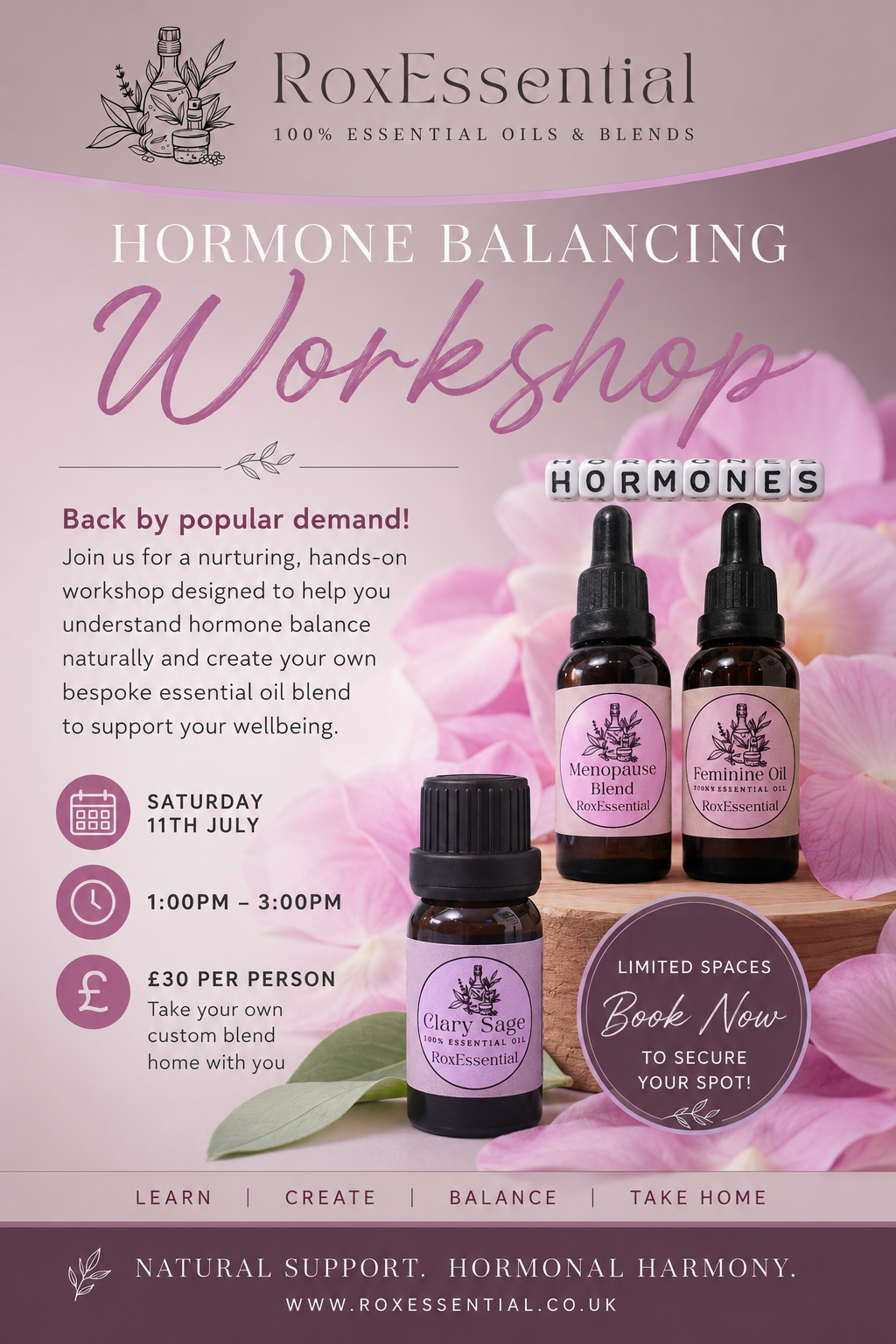 Worskshop: Hormone Balancing | Saturday 11th July 1pm